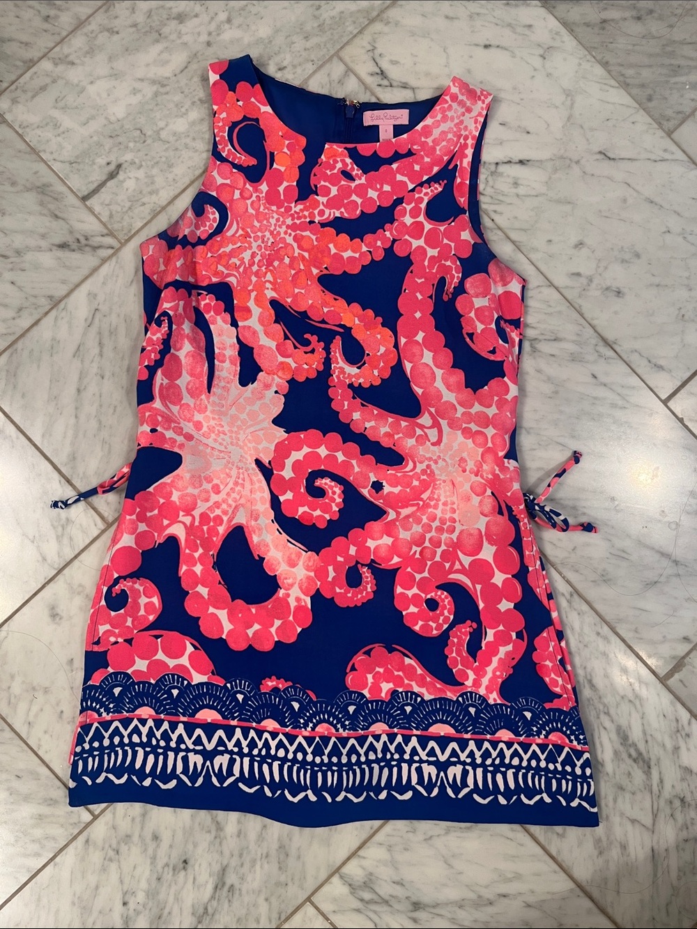 Lilly Pulitzer Pink & Navy Octopus Print Sleeveless Shift Dress/Skort